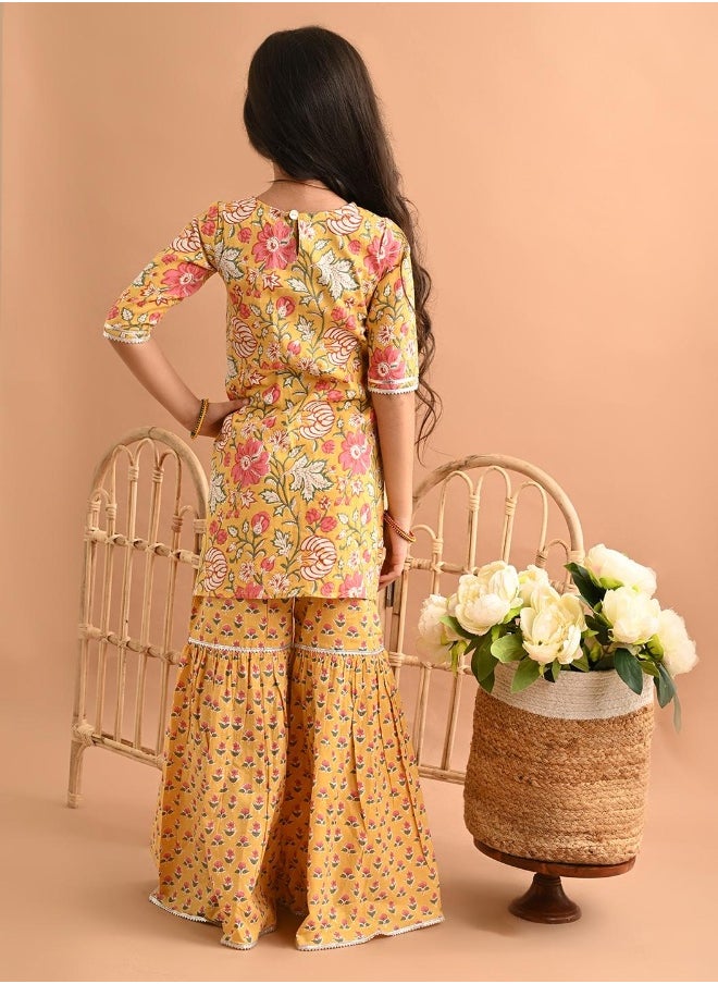 LILPICKS Printed Kurta with Sharara Set  - Image 4