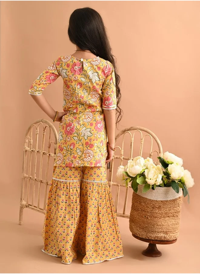 LILPICKS Printed Kurta with Sharara Set
