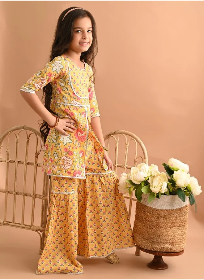 LILPICKS Printed Kurta with Sharara Set