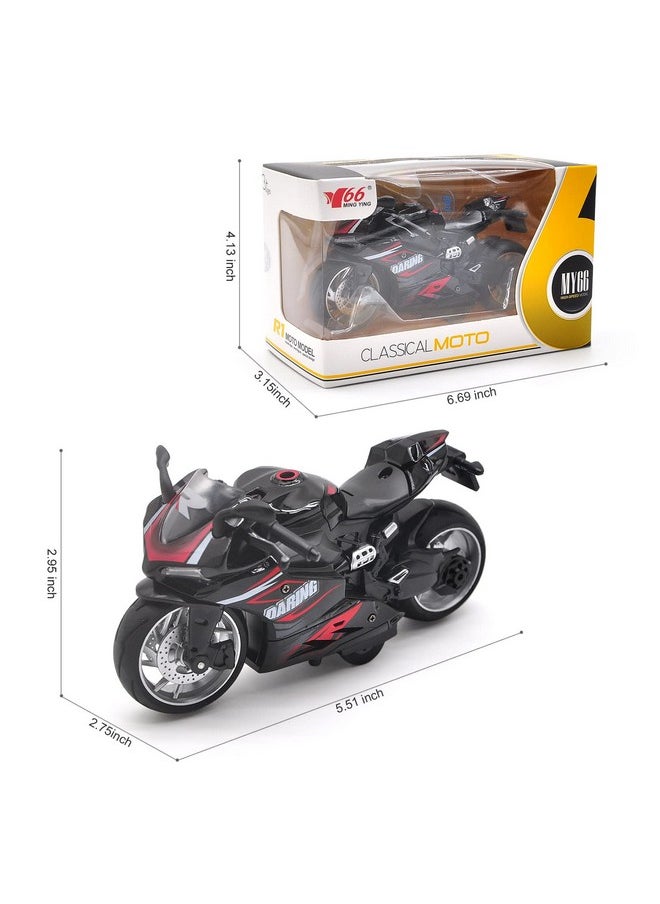 MING YING 66 MING YING 66 Pull Back Motorcycle Model - 1:12 Scale Toy Motorcycle,Motorcycle Toy with Light and Music Gift for Children Boys and Girls (Black)  - Image 2