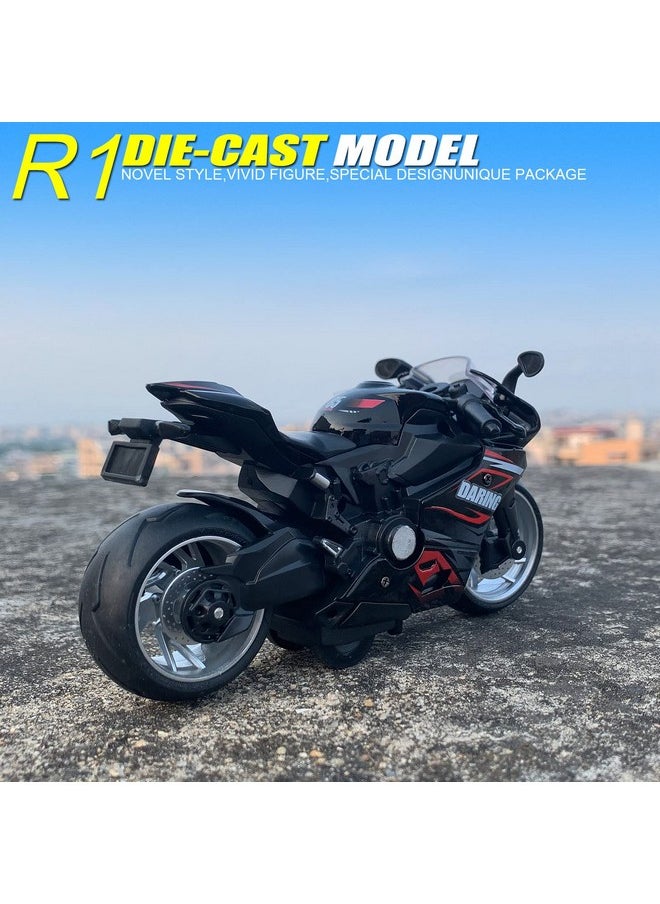 MING YING 66 MING YING 66 Pull Back Motorcycle Model - 1:12 Scale Toy Motorcycle,Motorcycle Toy with Light and Music Gift for Children Boys and Girls (Black)  - Image 5