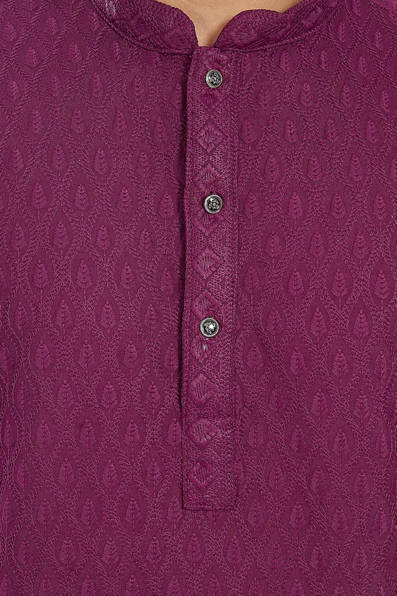 DIVISIVE Men's Thread Embroidered Cotton Blend Only Slim Fit Kurta (DKRT733_S_Burgundy) - Image 5