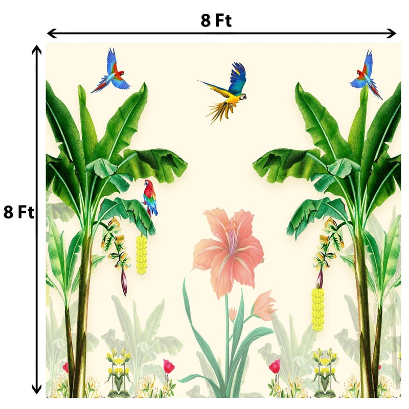 DHARA CREATION Dhara Banana Tree (8FT-8FT) Backdrop Cloth for Pooja Functions, Traditional Background Curtain Cloth for Festival -Washable Fabric - Image 2