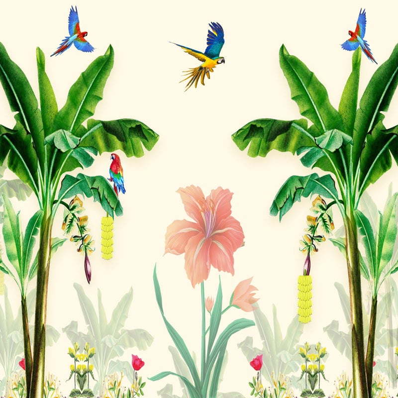 DHARA CREATION Dhara Banana Tree (8FT-8FT) Backdrop Cloth for Pooja Functions, Traditional Background Curtain Cloth for Festival -Washable Fabric - Image 4