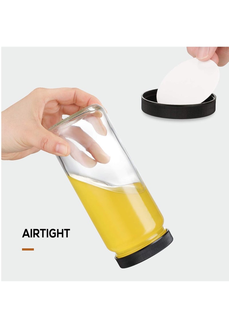 Aozita [ 8 Pack ] Glass Juicing Bottles with 2 Straws & 2 Lids w Hole- 16 OZ Travel Drinking Jars, Water Cups with Black Airtight Lids, Reusable Tall Mason Jar for Juice, Bubble Tea, Smoothie, Tea, Kombucha  - Image 3