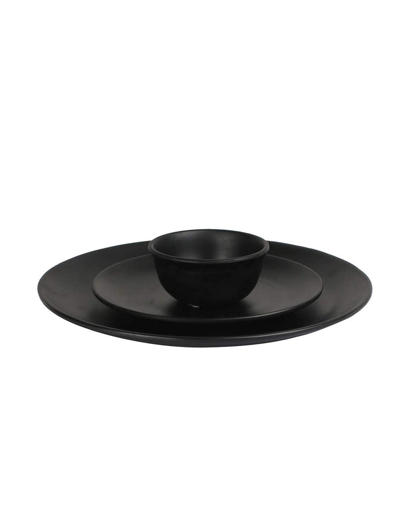 ECOSPIT CONTAINER Black Regular Melamine Dinner Set Plates and Bowls Dinner Set Full Plates Small Plates with katoris Regular Black Design Pack of 3 - Image 2
