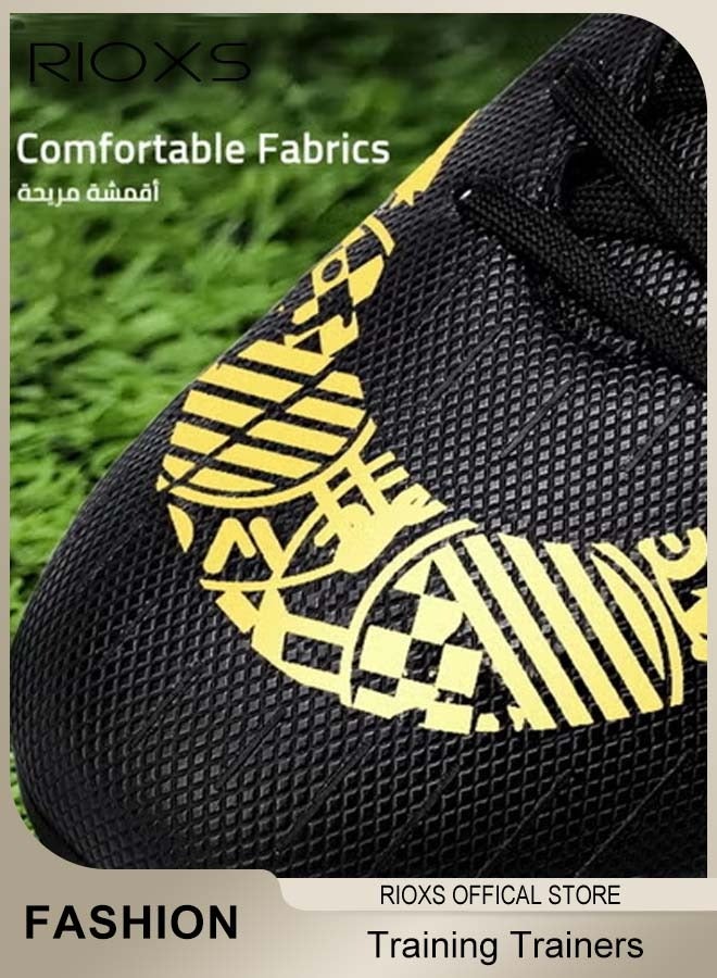 RIOXS Men's Soccer Cleats, Non-Slip Lightweight Soccer Shoes for Men, Professional Spikes Sport Shoe, Competition Trainers Sneakers, Breathable Lace-Up Trainers for Baseball Lacrosse Football, Training Sneaker for Youth and Adults, Black Soccer Cleats - Image 4