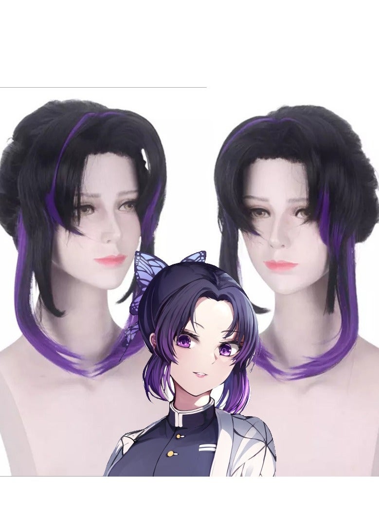 Demon Slayer Cosplay Wig   Tsuyuri Kanao Gradient Purple High Ponytail - Image 1