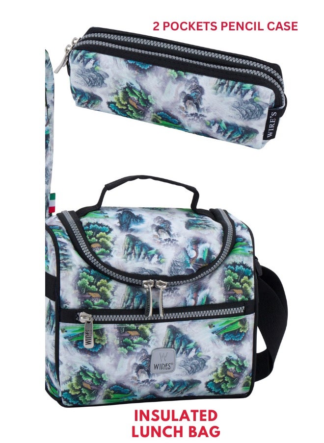 Wires 3 Piece Kids School Trolley Bag laptop compartment 8 Wheels With Lunch bag & Pencil Case  - Image 5