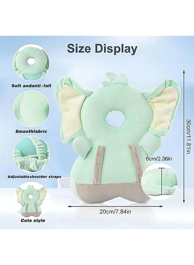 WINEENEE Baby Head Protector, PP Cotton Filling Baby Head Protector Backpack, Adjustable Baby Head Protection Safety Pad Backpack Wear for Crawling (Elephant)  - Image 3