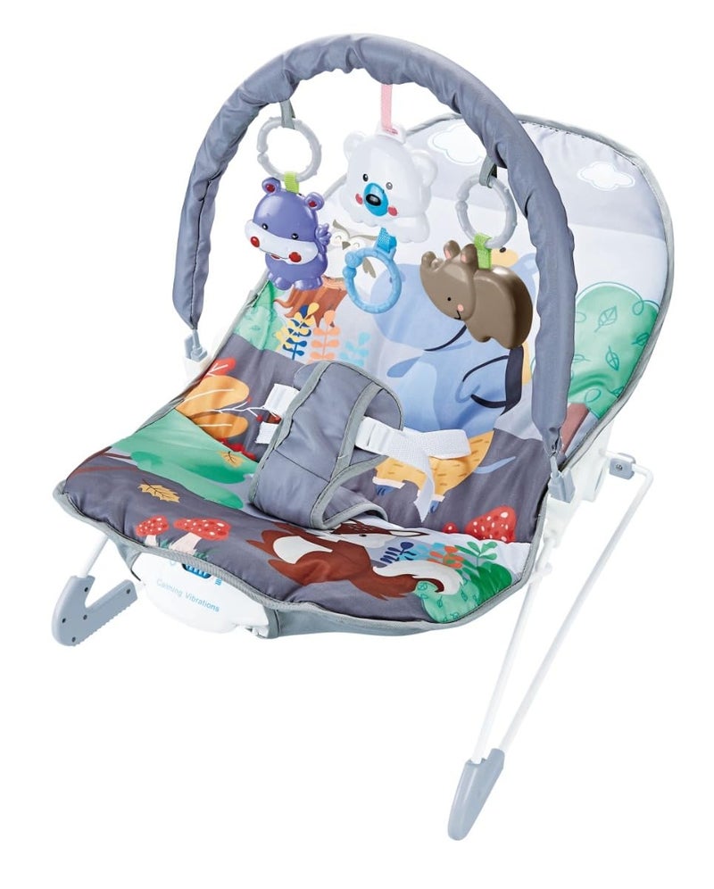 MUMMAMIA Jungle PALS Natural Bouncer with Calming Vibrations Grey - Image 1