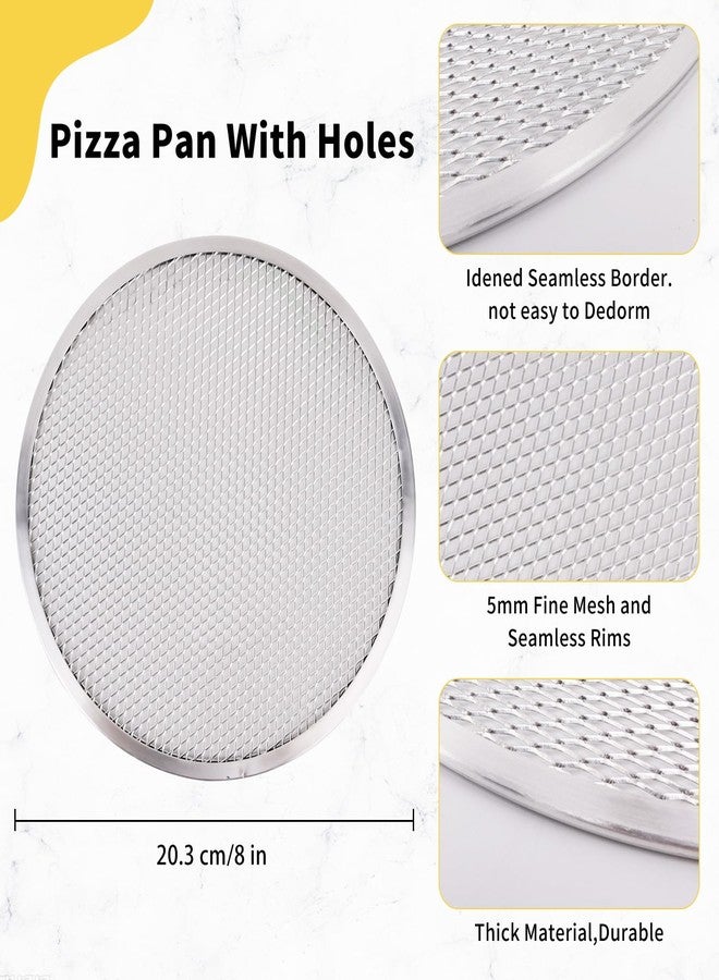 BUWUSMU 8 Pcs 8 Inch Pizza Pan with Holes Aluminum Mesh Pizza Screen Seamless Round Mesh Pizza Tray for Oven Nonstick Baking Pizza Sheet for Home Kitchen Bakery Restaurant BBQ Party Cookware Supplies - Image 2