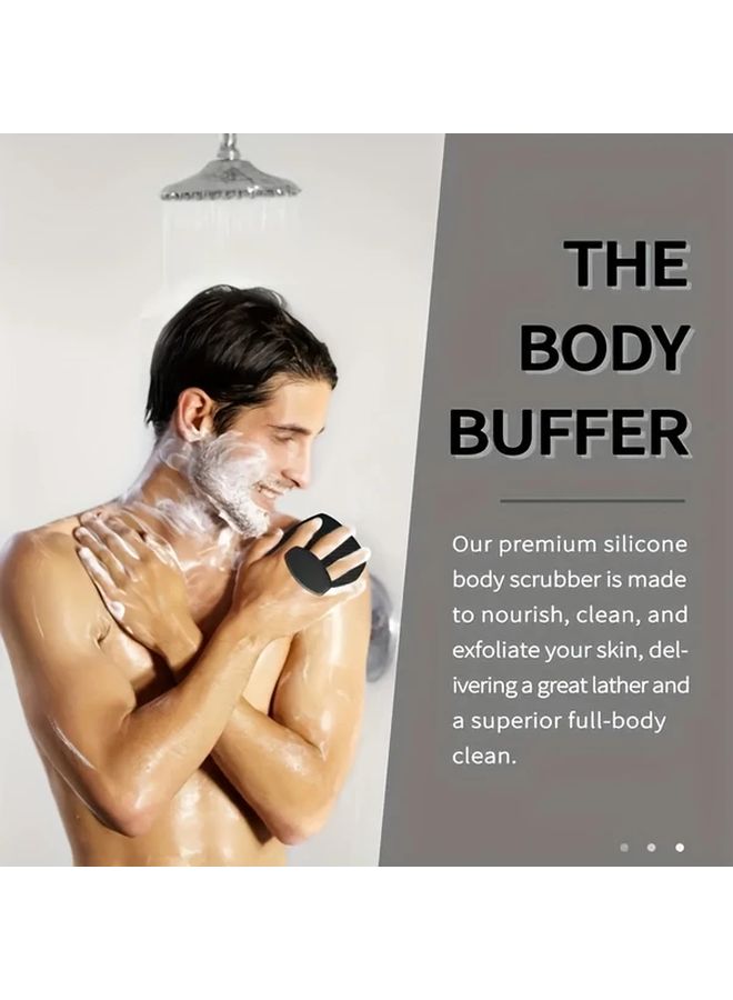 Soft Touch Mens Exfoliating Body Scrubber With Non Slip Handle Light Beige - Image 5