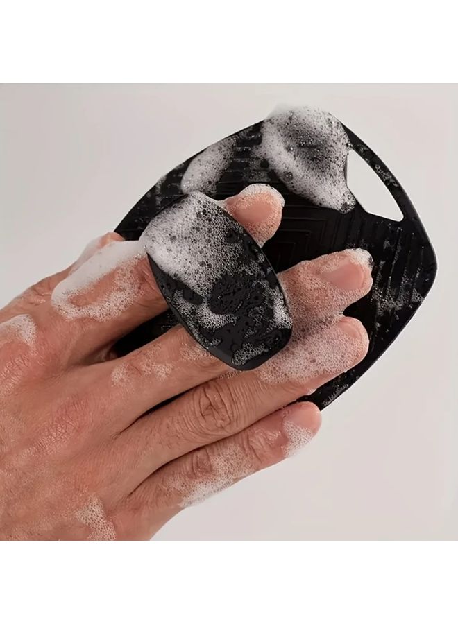 Soft Touch Mens Exfoliating Body Scrubber With Non Slip Handle Light Beige - Image 2