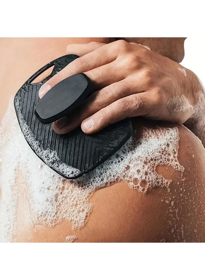 Soft Touch Mens Exfoliating Body Scrubber With Non Slip Handle Light Beige - Image 1