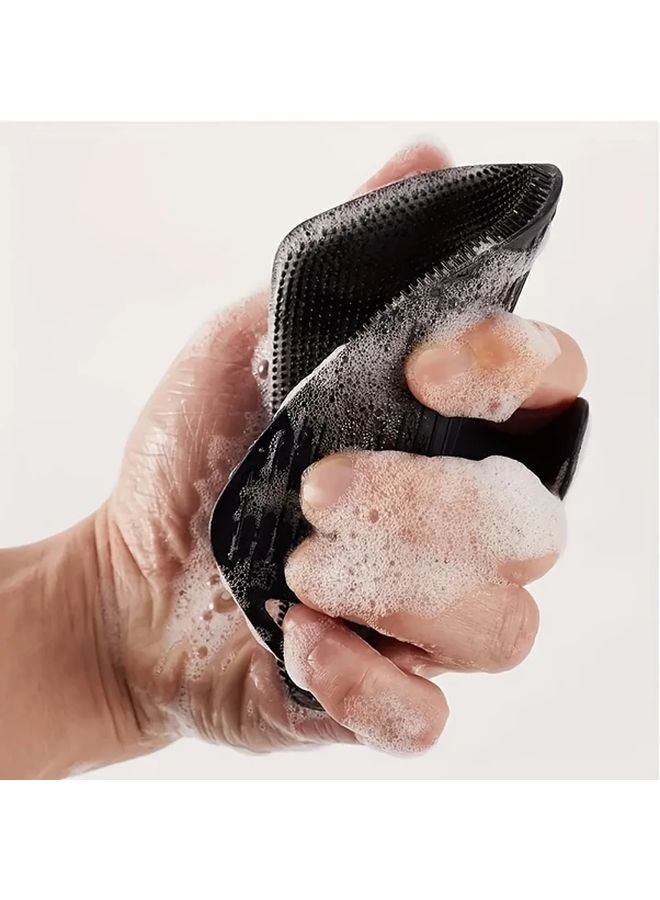 Soft Touch Mens Exfoliating Body Scrubber With Non Slip Handle Light Beige - Image 3