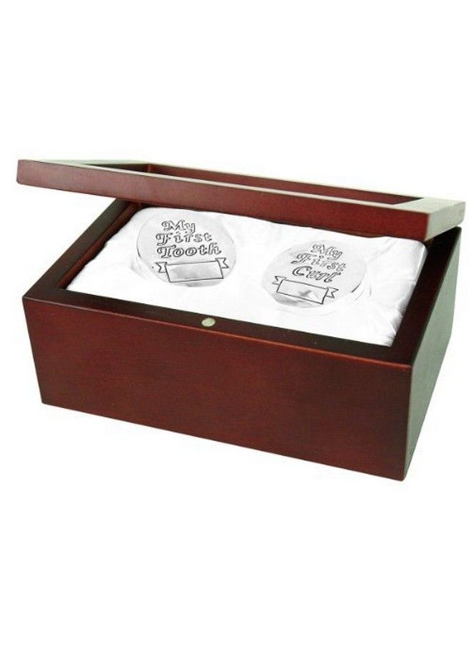 Stephan Baby - Satin Lined Rosewood Keepsake Box With Silver Plated First Tooth And First Curl Boxes - Image 1