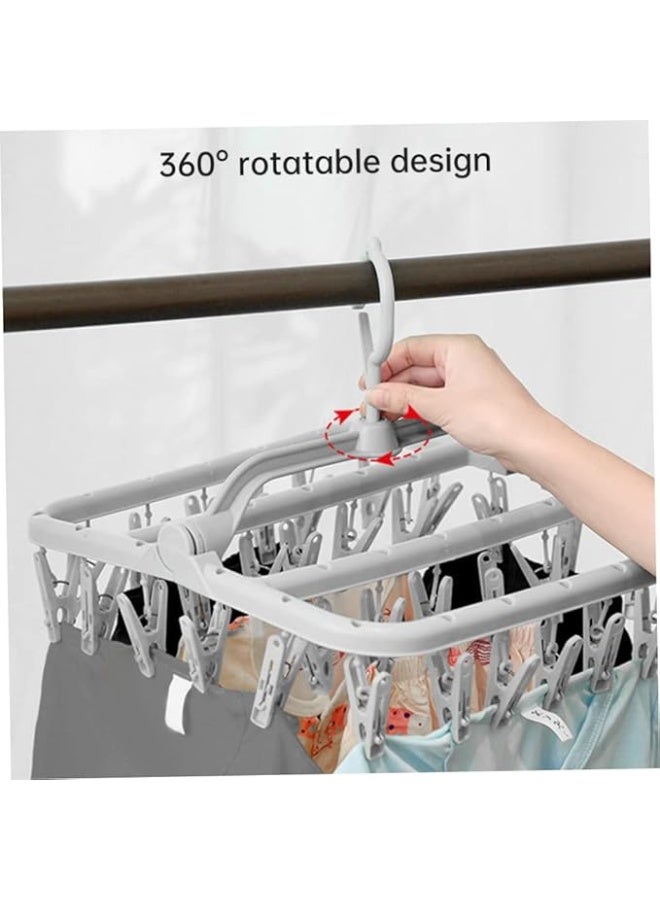 Sock Airer with 24Clips, Indoor and Outdoor Clothes Hanging Airer, Folding Rotary Clothes Airer for Socks, Underwear and Small Clothes。Size: 38*34*15CM。 - Image 1