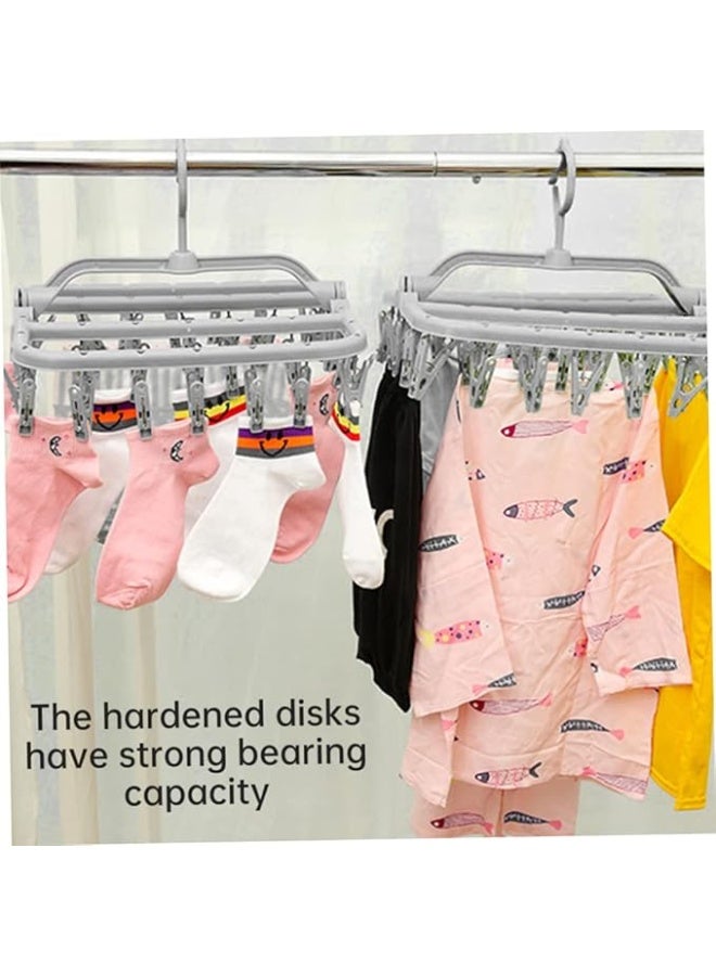 Sock Airer with 24Clips, Indoor and Outdoor Clothes Hanging Airer, Folding Rotary Clothes Airer for Socks, Underwear and Small Clothes。Size: 38*34*15CM。 - Image 3