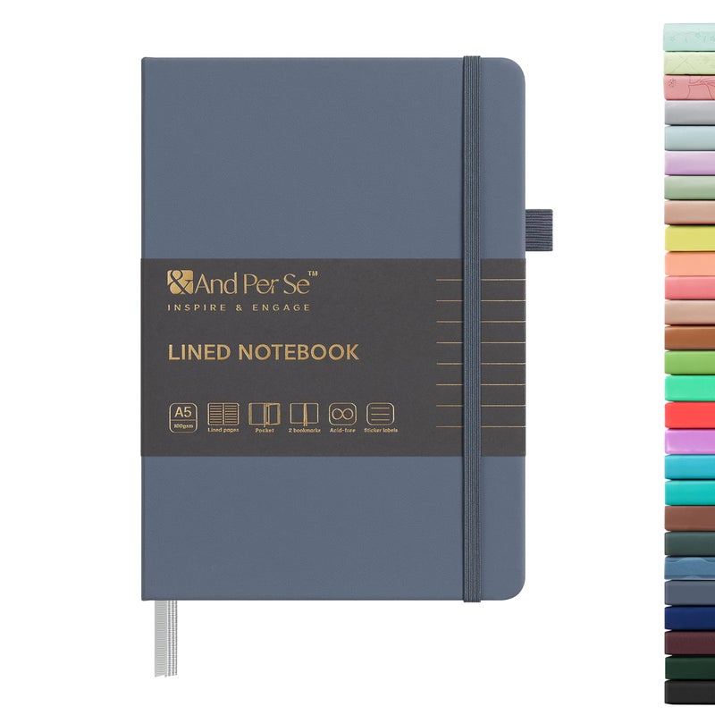 &And Per Se ⩓ Per Se Lined Journal Notebook, 160 Pages, A5 5.7 x 8 inches College Ruled Thick Paper Notebook Journals for Writing, Hardcover Notebooks for Women Men Office School (1 Pack, Dark Blue) - Image 1