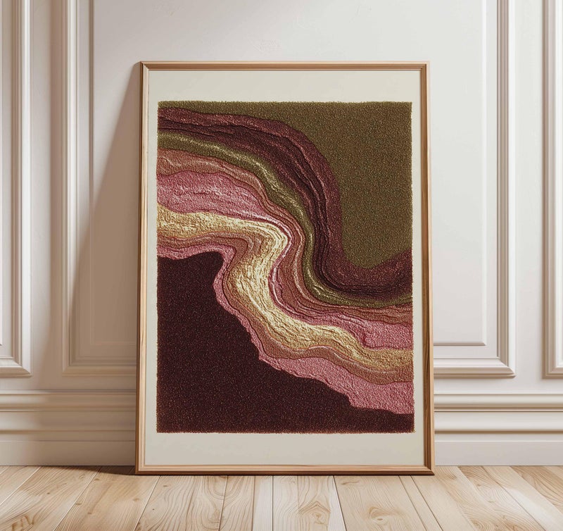 TNESSENTIAL Pink Burgundy Abstract Poster | Gold Marble Effect Art Print | Modern Earth Tone Wall Decor - Image 1