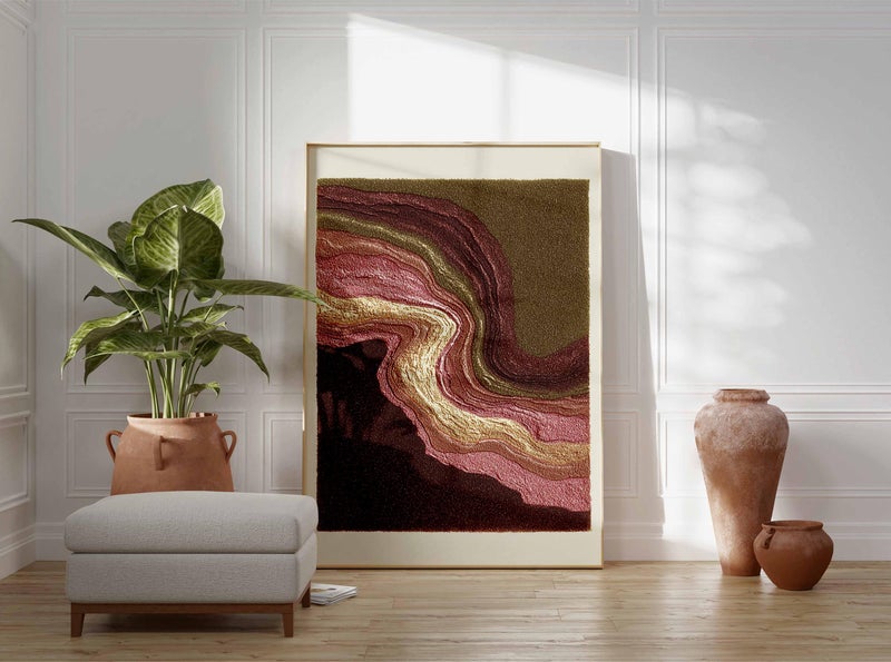 TNESSENTIAL Pink Burgundy Abstract Poster | Gold Marble Effect Art Print | Modern Earth Tone Wall Decor - Image 2