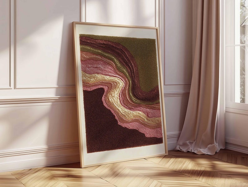 TNESSENTIAL Pink Burgundy Abstract Poster | Gold Marble Effect Art Print | Modern Earth Tone Wall Decor - Image 5