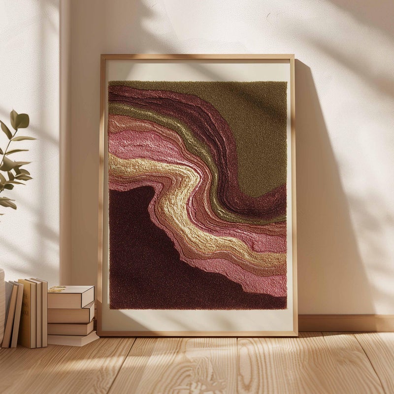 TNESSENTIAL Pink Burgundy Abstract Poster | Gold Marble Effect Art Print | Modern Earth Tone Wall Decor - Image 3