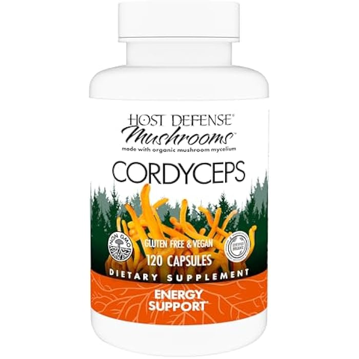 Host Defense Cordyceps Capsules - Immune & Energy Support Supplement - Kidney Health Supplement with Cordyceps - Fitness Support Supplement to Aid Oxygen Uptake - 120 Capsules (60 Servings)* - Image 1