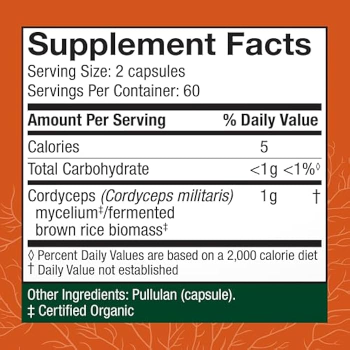 Host Defense Cordyceps Capsules - Immune & Energy Support Supplement - Kidney Health Supplement with Cordyceps - Fitness Support Supplement to Aid Oxygen Uptake - 120 Capsules (60 Servings)* - Image 2