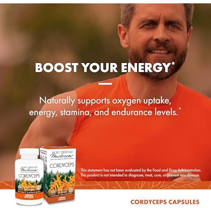 Host Defense Cordyceps Capsules - Immune & Energy Support Supplement - Kidney Health Supplement with Cordyceps - Fitness Support Supplement to Aid Oxygen Uptake - 120 Capsules (60 Servings)* - Image 5