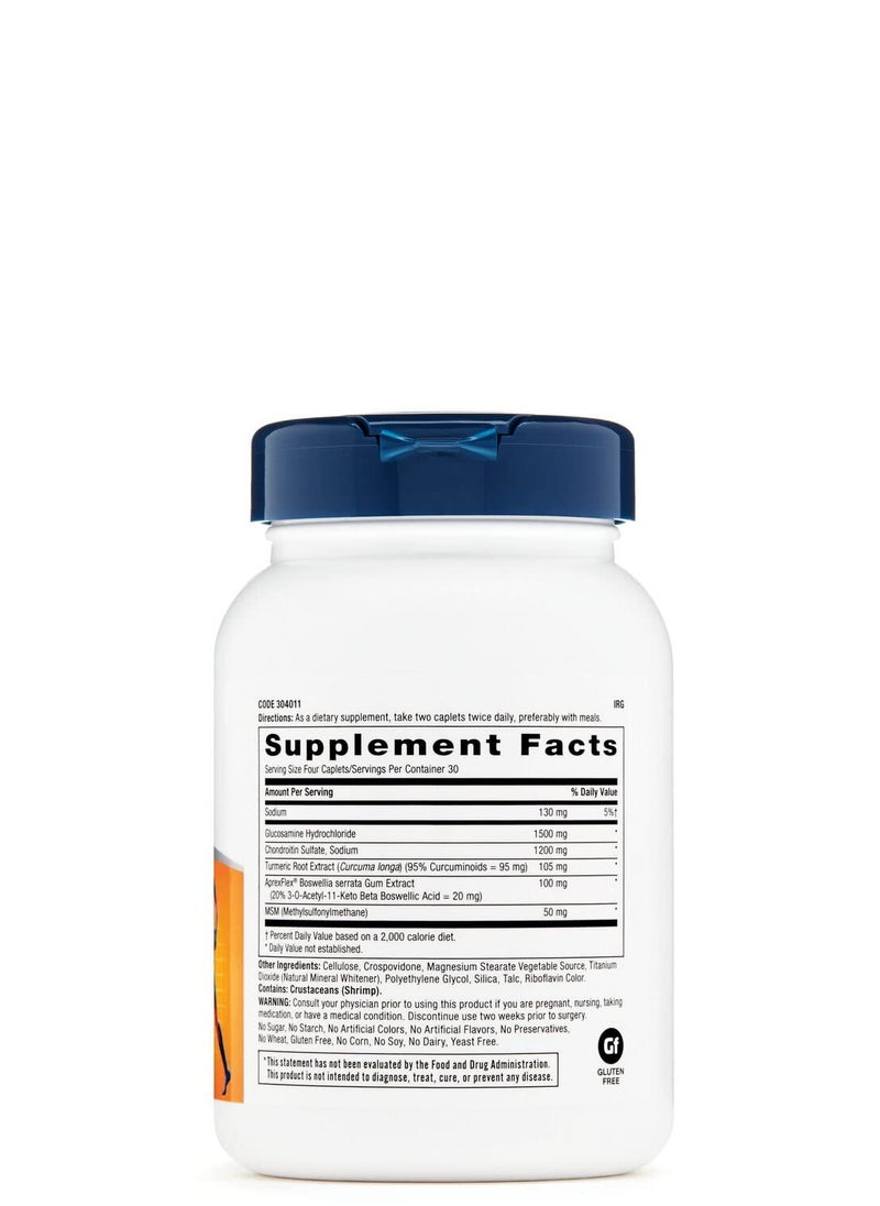 GNC - GNC TriFlex Fast-Acting | Improves Joint Comfort and Stiffness, Clinical Strength Doses of Glucosamine/Chondroitin and Boswellia- Plus Turmeric | 120 Caplets - Image 1