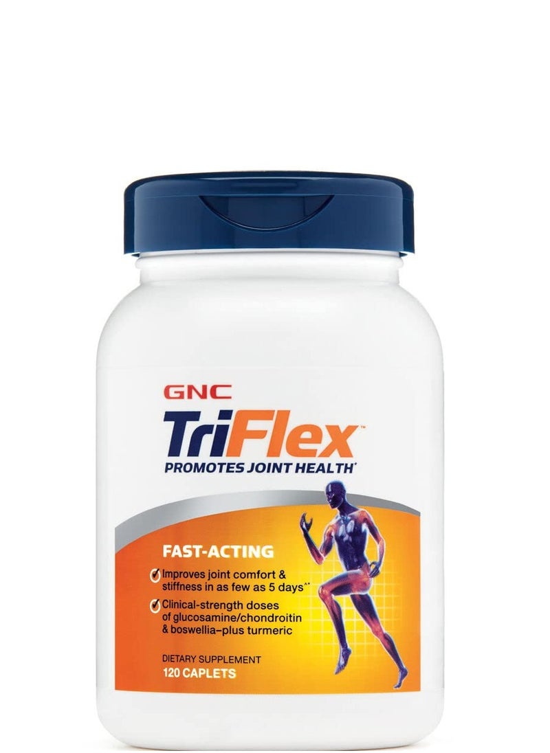 GNC - GNC TriFlex Fast-Acting | Improves Joint Comfort and Stiffness, Clinical Strength Doses of Glucosamine/Chondroitin and Boswellia- Plus Turmeric | 120 Caplets - Image 1
