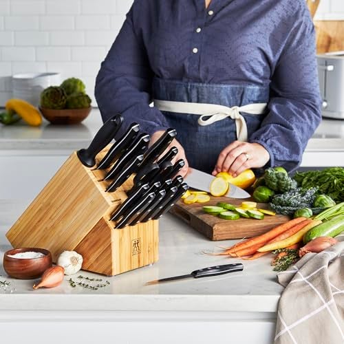 ZWILLING Twin Signature 19-pc Kitchen Knife Set with Block, Chef Knife, Professional Chef Knife Set, German Knife Set Light Brown - Image 4