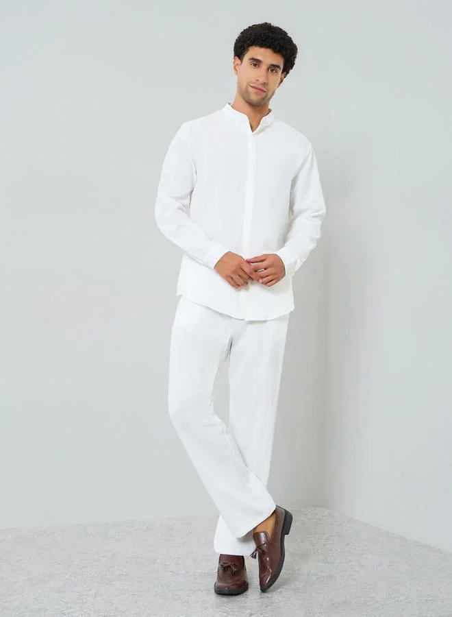 Take Two Men Textured Stand Collar Shirt and Pants Co-Ords