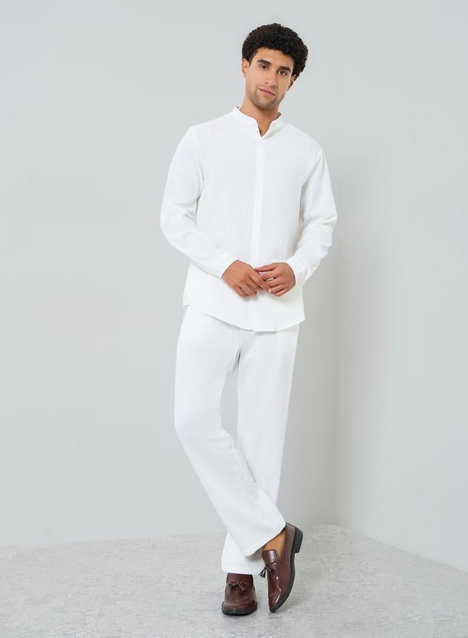 Take Two Men Textured Stand Collar Shirt and Pants Co-Ords - Image 1