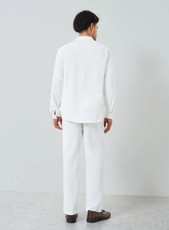Take Two  Men Textured Stand Collar Shirt and Pants Co-Ords for Men | Best Price UAE