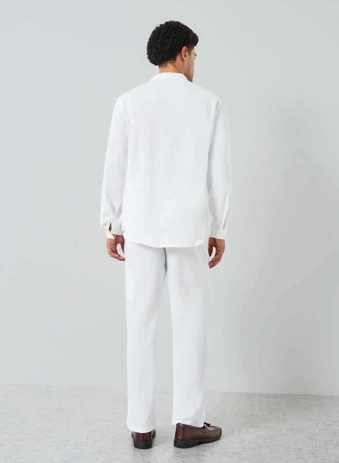 Take Two Men Textured Stand Collar Shirt and Pants Co-Ords - Image 5