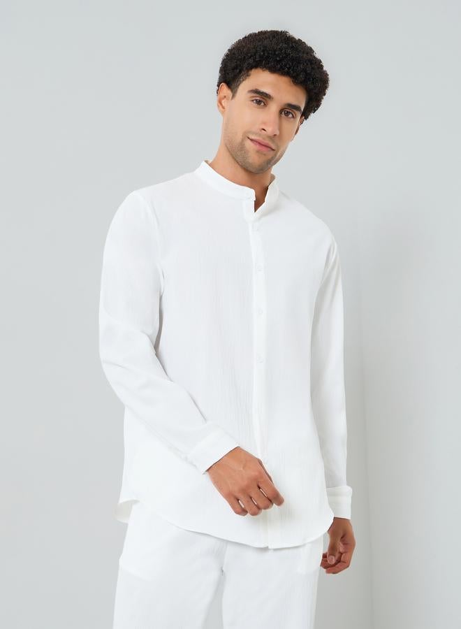 Take Two Men Textured Stand Collar Shirt and Pants Co-Ords - Image 2