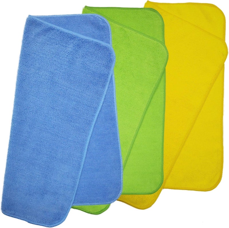 POLYTE Premium Microfiber Cleaning Towel, 16x16 in, 36 Pack (Blue, Green, Yellow) - Image 3