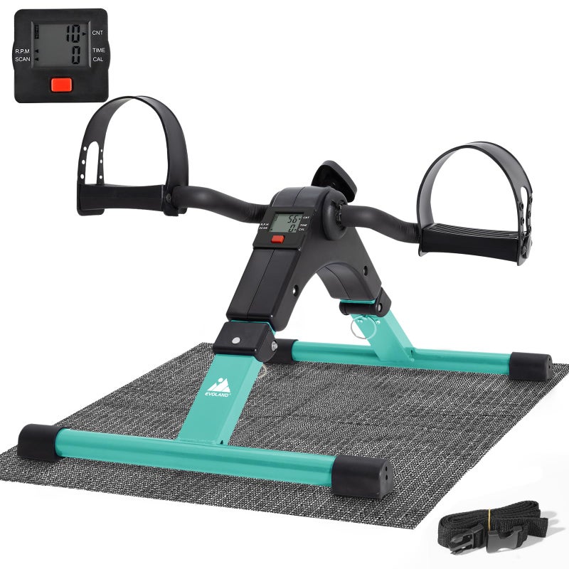 Pedal Exerciser Bike Portable Home Fitness Mini Exercise Bike Arm Leg Folding Exerciser Fitness Cycling with LCD Monitor and Adjustable Resistance None Slip Mat Included - Image 1