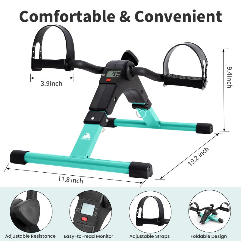 Pedal Exerciser Bike Portable Home Fitness Mini Exercise Bike Arm Leg Folding Exerciser Fitness Cycling with LCD Monitor and Adjustable Resistance None Slip Mat Included - Image 2