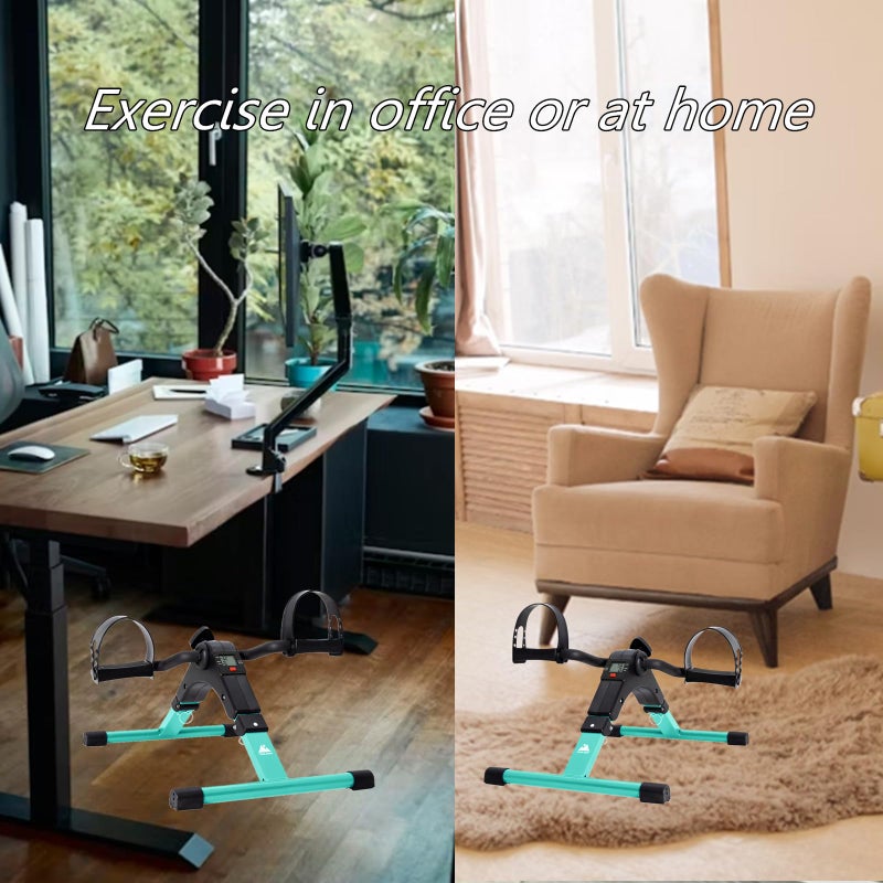 Pedal Exerciser Bike Portable Home Fitness Mini Exercise Bike Arm Leg Folding Exerciser Fitness Cycling with LCD Monitor and Adjustable Resistance None Slip Mat Included - Image 5