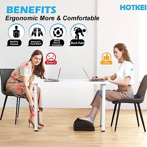 HOTKEI Adjustable Footrest Anti-Slip Washable Removable Ergonomic Foot Rest for Office Desk Chair Foam Leg Rest for Office Chairs Under Desk table - Black 7 Inch - Image 5