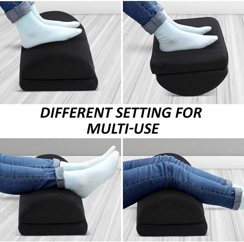 HOTKEI Adjustable Footrest Anti-Slip Washable Removable Ergonomic Foot Rest for Office Desk Chair Foam Leg Rest for Office Chairs Under Desk table - Black 7 Inch - Image 3