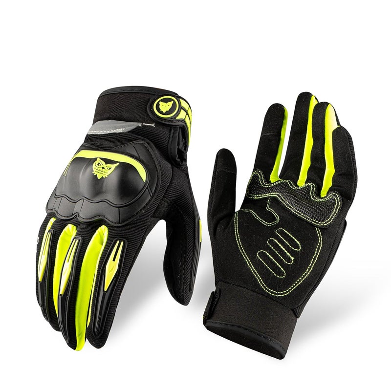 BADOWL RYDON Knuckle Protection Riding Gloves | Anti-Slip Grip & Touchscreen Sports Gloves | Durable, Breathable, All-Weather Design (NEON Green, M) - Image 5