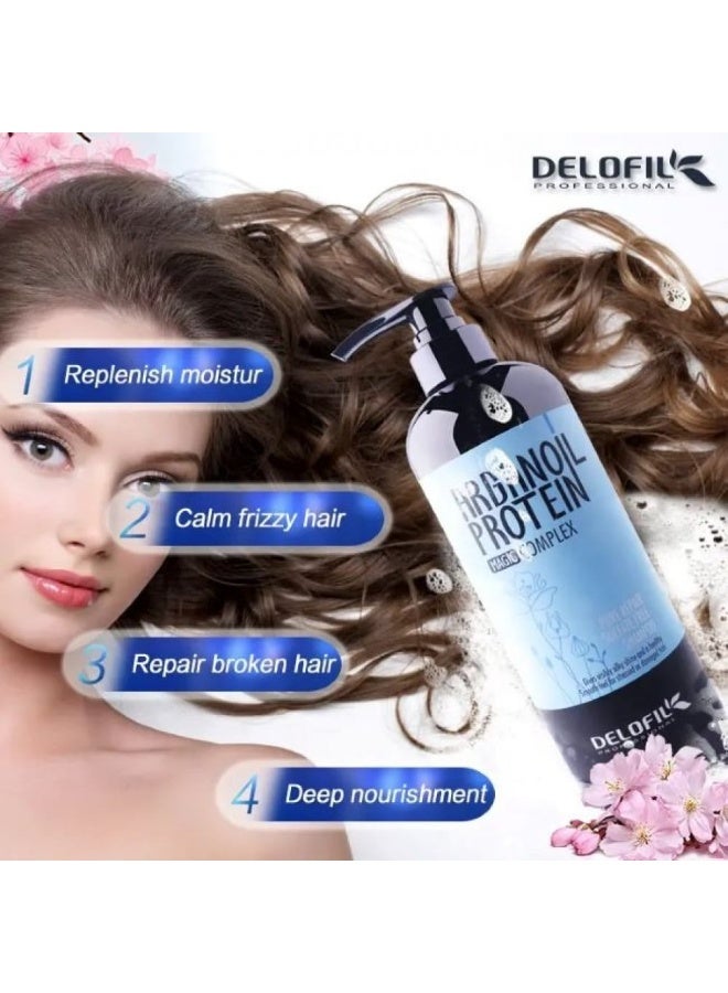 Delofil Argan Oil & Protein Set – Professional Shampoo & Conditioner for Hair Repair and Nourishment (500ml each). - Image 3
