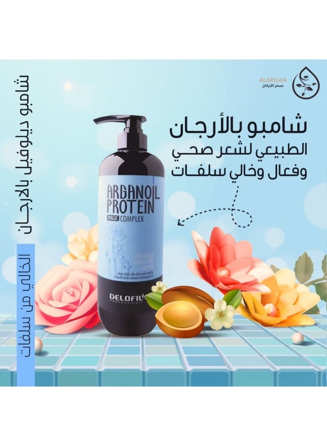 Delofil Argan Oil & Protein Set – Professional Shampoo & Conditioner for Hair Repair and Nourishment (500ml each). - Image 5