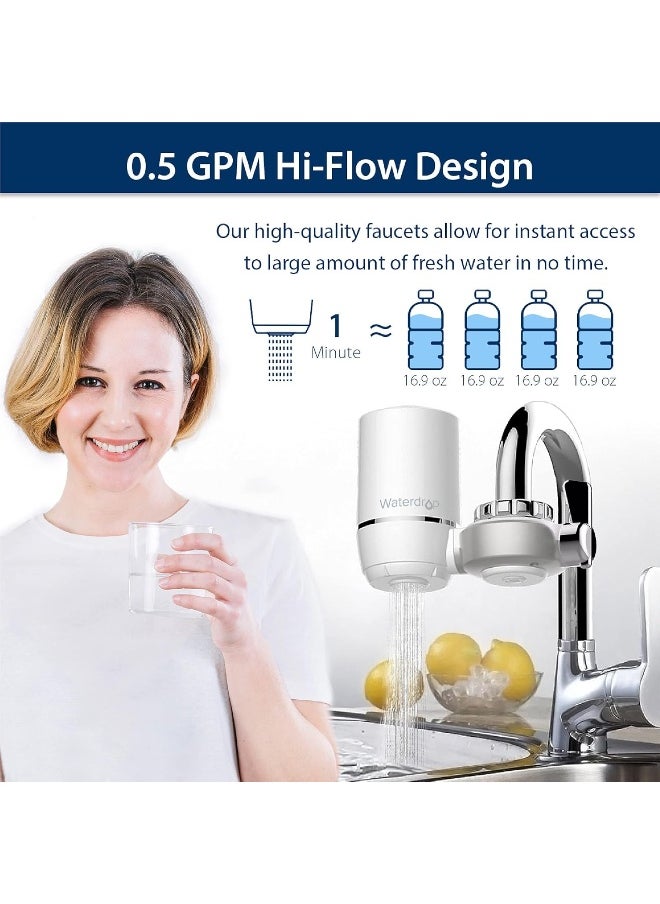 Waterdrop - Waterdrop NSF Certified Faucet with Total 4 Filter Replacements, Longer Life Water Faucet Filter, Reduces Chlorine & Bad Taste - Fits Standard Faucets - Image 1