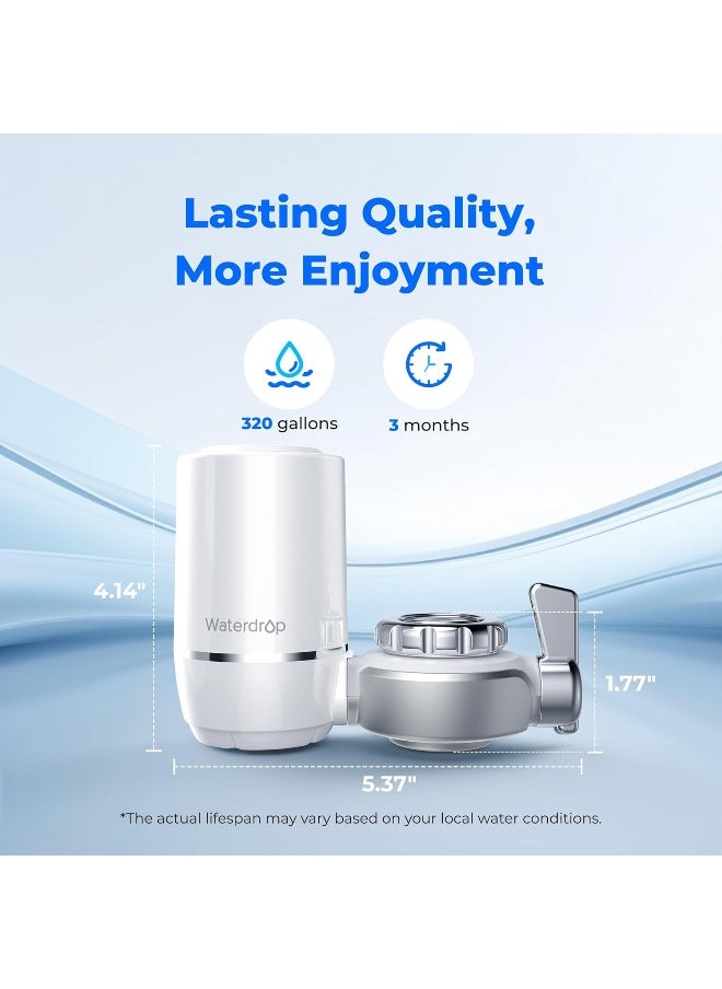 Waterdrop - Waterdrop NSF Certified Faucet with Total 4 Filter Replacements, Longer Life Water Faucet Filter, Reduces Chlorine & Bad Taste - Fits Standard Faucets - Image 1